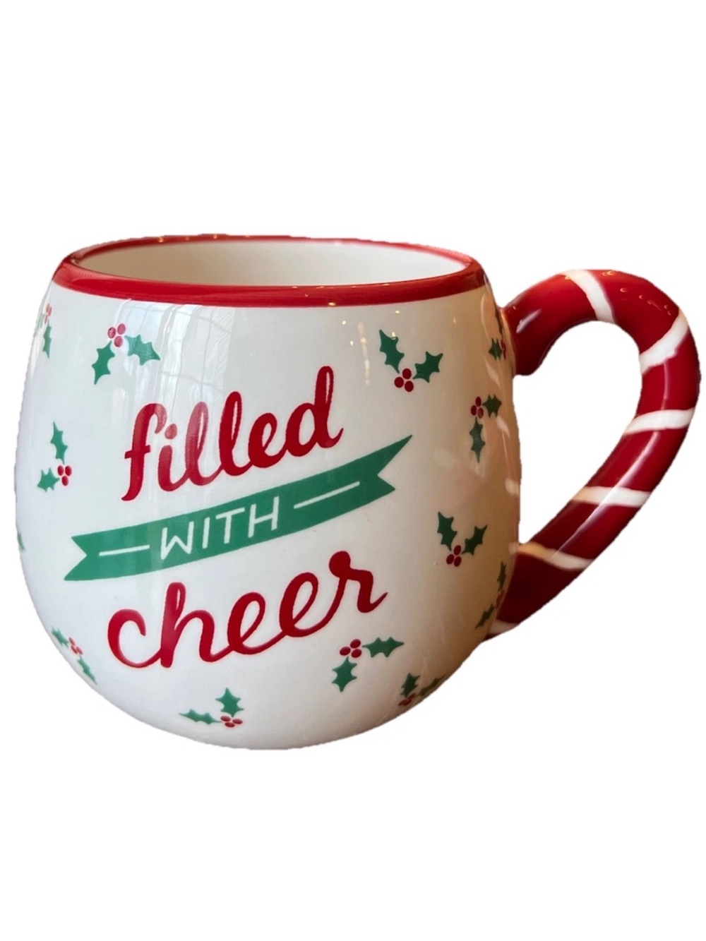 . Nicholas Square Christmas Filled With Cheer Candy Cane Mug EUC